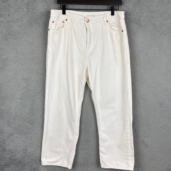 Avec Les Filles Womens Denim Jeans Crop Flare Size 31 Antique White Designer - Picture 4 of 11